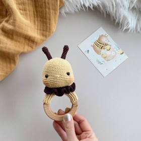 Resim Amigurumi Müslin Arı Uyku Arkadaşı - Çıngırak 