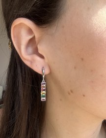 Resim Renkli Zirkon Charm Küpe 