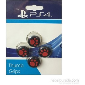 Resim Sony PS4 Playstasion 4 Analog Koruyucu Silikon Pad-Kırmızı Pati 