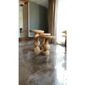 Resim Wood Ahşap 3lü Set Fitilli Mantar Yan Sehpa Modern Fiskos / Naturel Renk / Zigon Sehpa Vernikli 