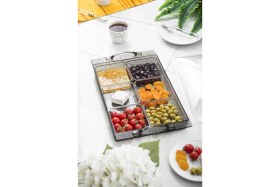 Resim Feyza Design Akrilik Barok Füme 6 Bölmeli Büyük Kahvaltılık, Şık ve Kullanışlı Tasarım 