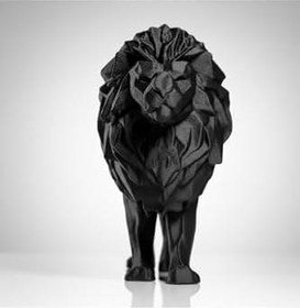 Resim hivhestın Geometrik Aslan Sanat Heykeli - Modern Ev Dekorasyonuna Şık Bir Dokunuş (15x12 cm) Siyah 