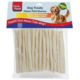 Resim Esca Food Beyaz Burgu Çubuk Köpek Ödülü 12 cm (50Li Paket) 