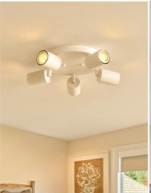 Resim Rsylight Metal Beyaz Retro Dekoratif Modern 5 Li Led Spot 180 Derece Mafsallı Günışığı Ampullü Beyaz 