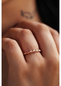 Resim 925 Ayar Rose Altın Kaplama Ayarlanabilir Gümüş Burgu Yüzük 