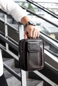 Resim Linatigers Erkek Deri Çelik Kasalı Telefon Bölmeli Koyu Kahve El Ve Omuz Çantası Lt-6943 