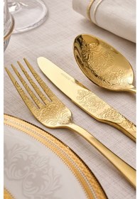 Resim Karaca Elegance Bellatrix Gold 12 Kişilik 84 Parça Çatal Kaşık Bıçak Takımı 