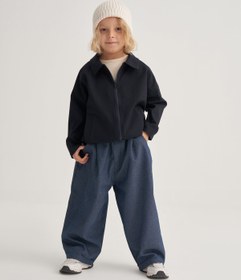Resim Unisex Çocuk Gabardin Pilili Pantolon Kot Mavisi - 2-3 Yaş 