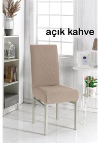 Resim Sandalye Kılıfı Yıkanabilir Likralı Lastikli 4Lü Sandalye Örtü 