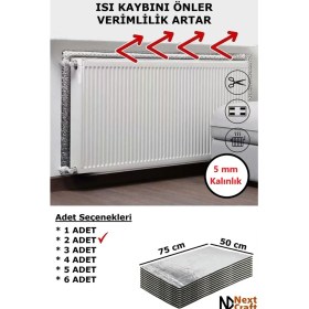 Resim Petek Arkası Isı Yalıtım Levhası 75X50 cm 5 mm Kalınlık Kalorifer Radyatör Arkası Folyo Isı Izolasyon Malzemesi 