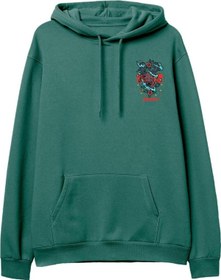 Resim Angry Deer Baskılı Yeşil Hoodie 