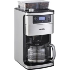 Resim Vestel Taze Filtre Kahve Makinesi 12 Fincan Kapasite Inox Renk Cam Hazne ve Otomatik Kapanma 