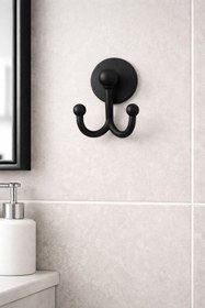 Resim MultiStore Siyah Çatal Bornozluk Askısı 