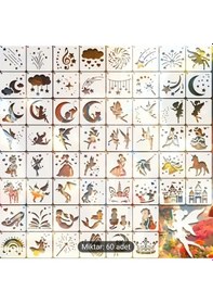 Resim Çocuk Temalı Stencil Şablon Seti 60 Parça 7,6 X 7,6 Cm 