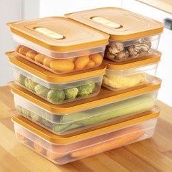 Resim 6'lı Hava Kanallı Ayarlanabilir Sebze Ve Meyve Saklama Kabı 4x(1,15 Lt) 2x(2,5 lt) turuncu 