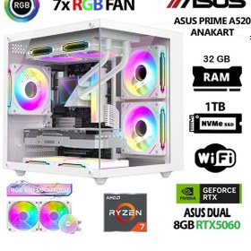 Resim Asus Prime X4 R7-5700X 32 GB 1 TB M.2 Nvme SSD 8 GB RTX5060 Free Dos Masaüstü Oyuncu Bilgisayarı 