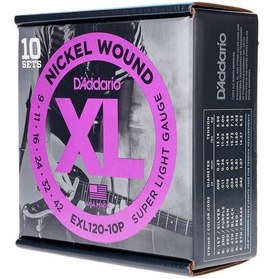 Resim D'Addario EXL120-10P XL Nickel Elektro Gitar Teli - Super Light (9-42) (10'lu Paket) 