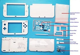 Resim Yeni 3DS XL LL Tam Kabuk Seti Muhafaza Kılıfı Beyaz Yedek, Nintendo New3DS XL LL New3DSXL için, Kasa Kapak Plakaları + Düğmeler + Vidalar + Stylus + Kauçuk Pedler + Ekran Koruyucu + Fişler 