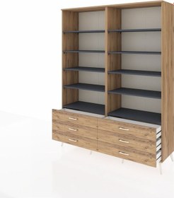 Resim Hyperion Gardrop 10 Raflı 6 Çekmeceli 176x44x221 Çam-antrasit/çam Antrasit/çam 