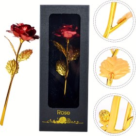 Resim 1 adet altın folyo gül, plastik malzeme, yapay gül, romantik gül, Sevgililer Günü hediyesi, Anneler Günü hediyesi, kızlar için hediye, ev dekorasyonu, gelin duşu hediyesi, parti süsü, suni çiçek 