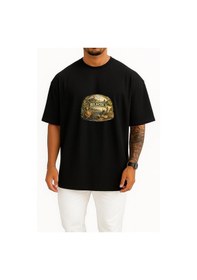 Resim Bahriyeli Collection Oversize Bilecik Göğüs Baskılı Unisex T-shirt Siyah 