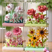 Resim 4D DIY Çiçek Yapım Blokları Seti, Renkli Mini Tuğla Çiçek Koleksiyonu, ABS Plastik Bahçe Temalı İnşaat Kiti, 8+ Yaş için Yaratıcı Hediye, Ev Masa Süsü Oyuncak 