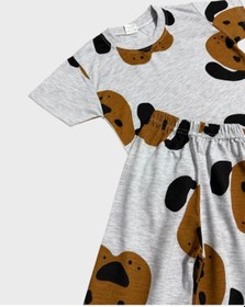 Resim Aliş Kids Erkek Çocuk Pamuklu Gri Sevimli Köpek Desenli Kısa Kollu Şortlu Yazlık Pijama Takımı 