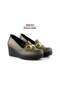 Resim Erkan Saçmacı Hayley Kahverengi Hakiki Deri Tokalı Yuvarlak Burun Dolgu Topuklu Günlük Ayakkabı Kahverengi 