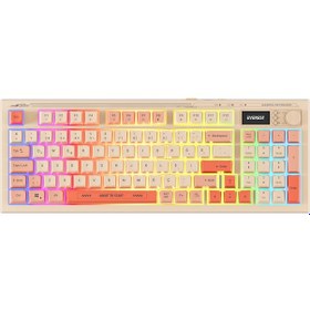 Resim Everest Kb-85 Sılent Pro Kablosuz Bej/pembe/turuncu Sessiz Rgb Wireless 2.4ghz + Bt Q Membrane Oyuncu Klavyesi 