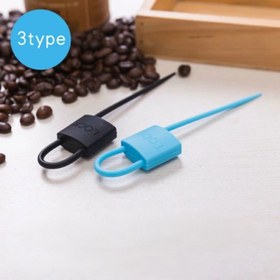 Resim Kilit Şeklinde Silikon Kablo ve Poşet Bağlama Aparatı (3'lü Set) 