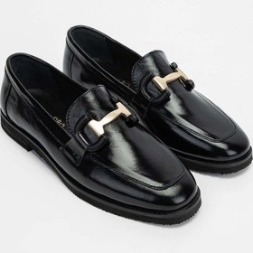 Resim Tamer Tanca Kadın Hakiki Deri Siyah Rugan Loafer Ayakkabı 961 2301 Bn Ayk Sk23/24 Sıyah Krsk Rgn Siyah 