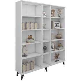 Resim Simple Kitaplık 12 Raflı 150x30x176 Beyaz Beyaz 