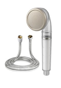 Resim Filtreli Taşlı Mineralli Duş Başlığı Ve Örgülü Duş Hortumu Şeffaf 