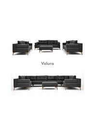 Resim Zeri Modüler Yataklı 3 Adet Üçlü Kanepe & 3'lü Koltuk 3+3+3 - Antrasit - 110 Antrasit 