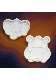 Resim Fil Ve Su Aygırı Kurabiye Kalıbı Seti 2 Li Beyaz Hayvan Figürlü Hamur Ve Şeker Kalıbı Beyaz 