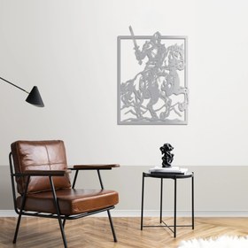 Resim Şövalye Fırtınası Metal Duvar Dekoru - 50x35 cm / Gri 