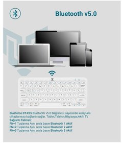 Resim Kablosuz Klavye Beyaz Çift Modlu 