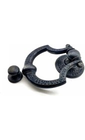 Resim Marsilyan Antika Tarz Dekoratif Pirinç Dövme Kapı Tokmağı, Taktak - 150X105 Mm, Oksit 