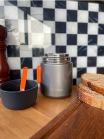 Resim ChefTaste Kaşıklı Yemek Termosu Paslanmaz Çelik 500 ml Gri Yemek Termosu 
