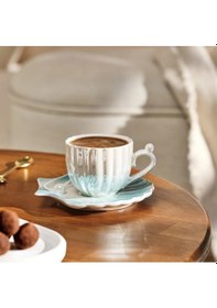 Resim Emsan İstiridye Mavi 2 Kişilik Kahve Fincan Takımı Mavi 