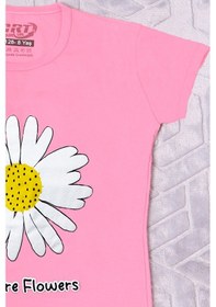 Resim Hçm Kız Çocuk Tshirt Papatya Baskılı Bisiklet Yaka D26 Pembe 
