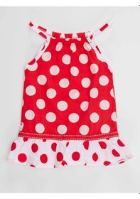 Resim Denokids Kırmızı Puantiye Kız Bebek Poplin Elbise 