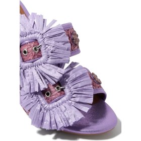 Resim Kurt Geiger Raffia Buckle Lüks Tasarım Topuklu Sandalet 
