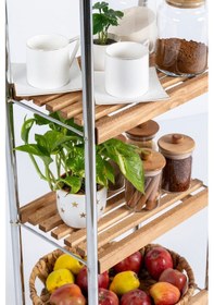 Resim Metallica Concept Sahra Krom 4 Katlı Ahşap Raf Banyo Köşe Rafı Düzenleyici Organizer Raf 