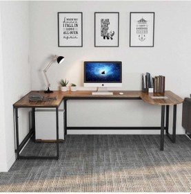 Resim Zizuva Zizuva Ceviz L Şekilli Köşe Ev Ofis Sekreterya Metal Bilgisayar 