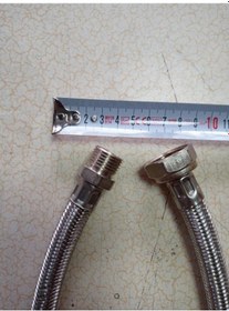 Resim 1 Mt 3/4x1/2 Kalın Çelik Örgülü Bağlantı Hortumu Nipelli 1 Ad 