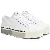Resim United Colors of Benetton Kanvas Yüksek Taban Bağcıklı Spor Ayakkabı Beyaz-Gri Kadın Sneaker 