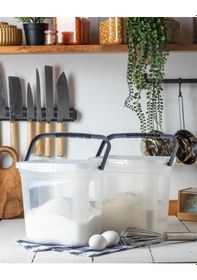 Resim Ny Home 2 Adet 6 Lt Saklama Kabı Şeffaf-antrasit Şeffaf 