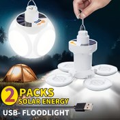 Resim 2 Adet LiHangStar Güneş Enerjili USB Spot Işıklı Fener - Kampçılık, Yürüyüş ve Acil Durumlar İçin Şarj Edilebilir Taşınabilir LED Fener, 150 Lümen, Parlak Metal Kaplama, USB Kablosu Dahil 