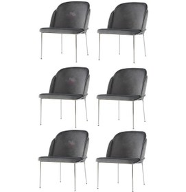 Resim Sweethomemasasandaly 6 Adet Limon Sandalye Metal Krom Sandalye Mutfak Salon Yemek Odas 